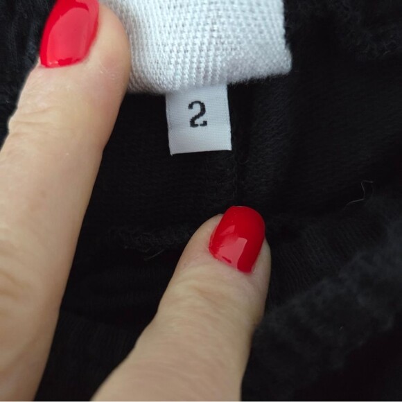Planet by Lauren G Black French Terry Cotron Patched Luxury Sweatpants Pants 2 L - Picture 9 of 10